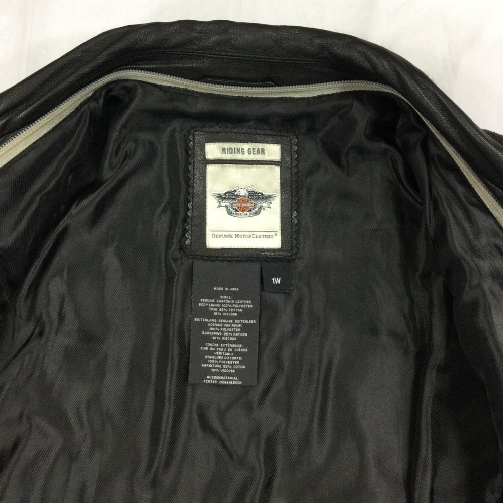 Harley Davidson Valley Motorcycle Jacket Black Leather Womens Size 1W 97166-13VW - Picture 5 of 12